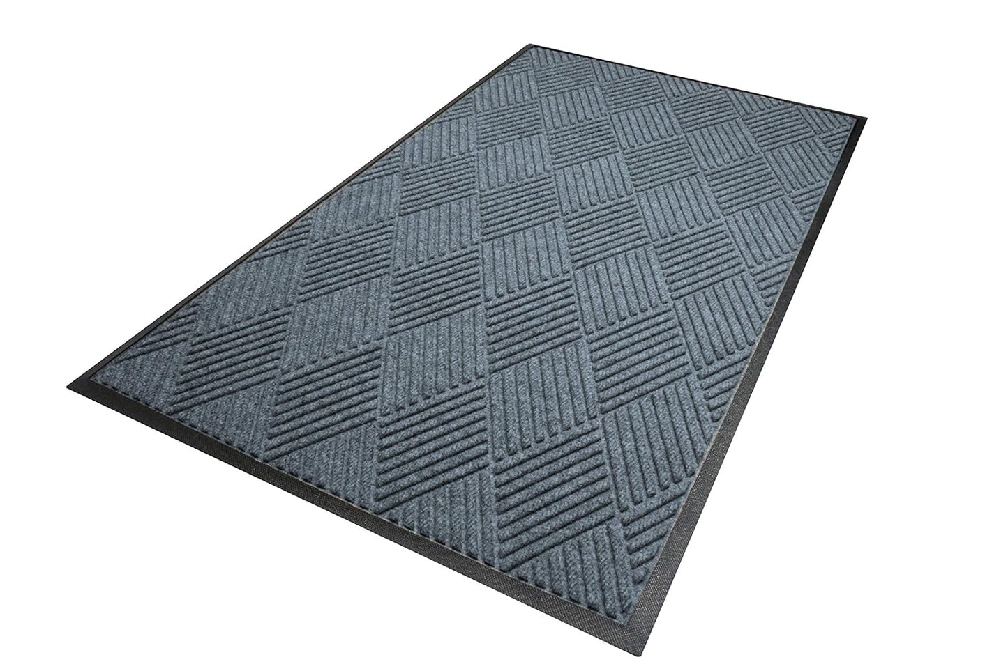 WaterHog Diamond | Commercial-Grade Entrance Mat with Rubber Border – Indoor/Outdoor, Quick Drying, Stain Resistant Door Mat (Bluestone, 4' x 6')