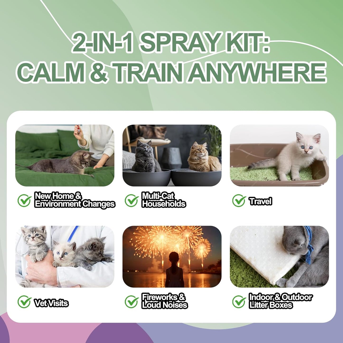 Cat Calming & Litter Training Spray Kit – 2-Pack 150ml Duo – Natural Catnip Calm Spray + Litter Box Attractant Spray – Safe Behavior Training Aid for Cats & Kittens