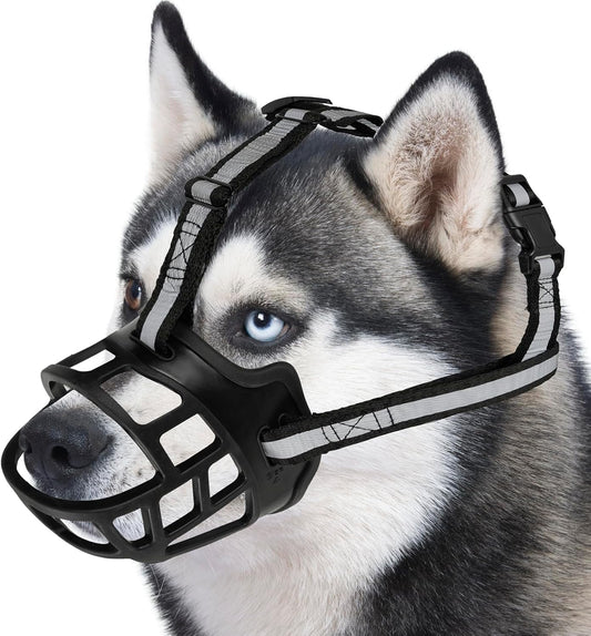 Dog Muzzle for Large Dogs, Breathable Basket Muzzles for Small, Medium and X-Large Aggressive Dog, Allows Panting Drinking, Suitable for Grooming Trimming Training (5, Blacks)
