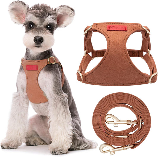 Puppytie No Pull Dog Harness with Multifunction Dog Leash,Soft Adjustable No Choke Escape Proof Pet Harness Vest for Medium Dogs or Large Dogs,Brown Caramel,M