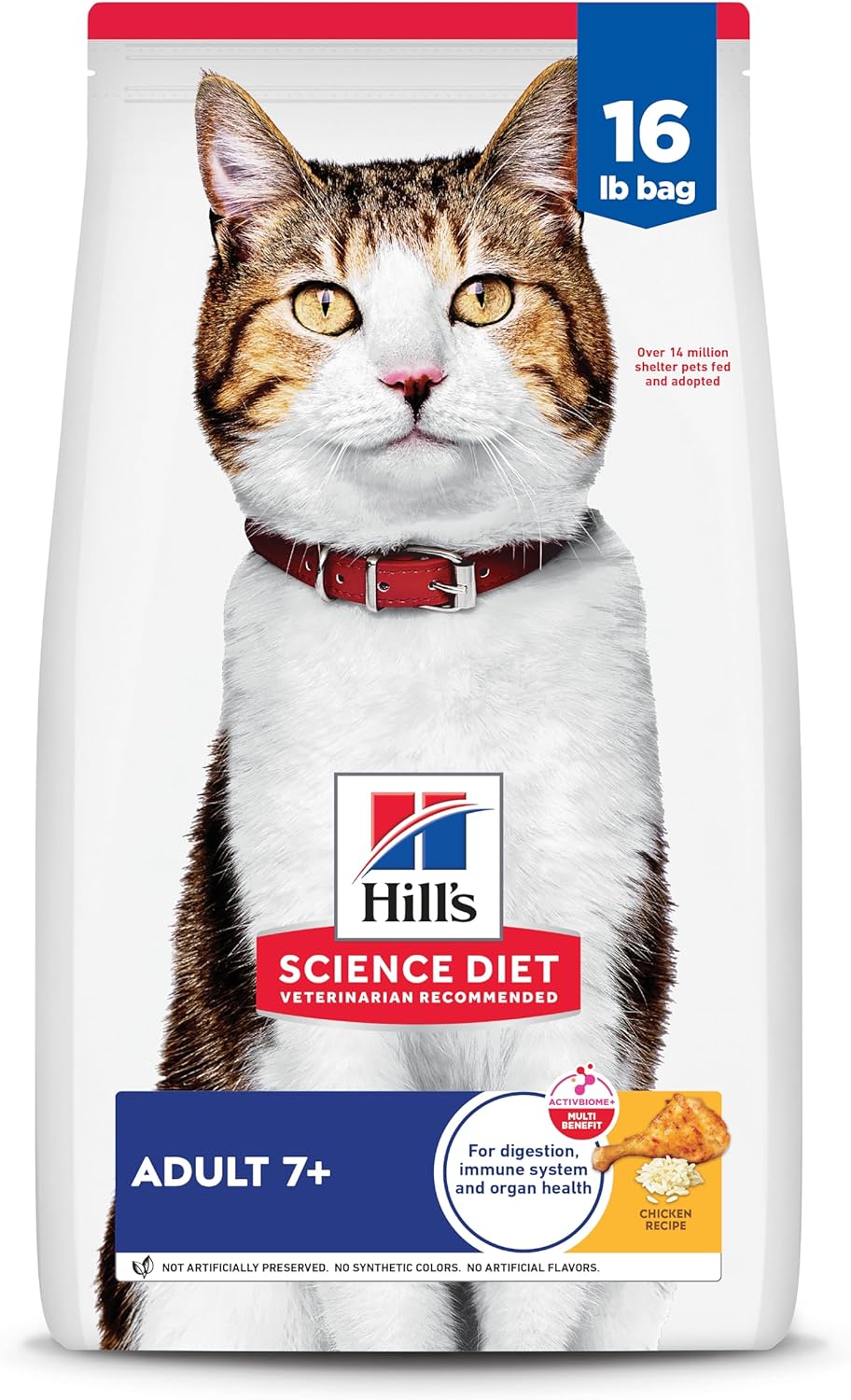 Hill's Science Diet Adult 7+, Senior Adult 7+ Premium Nutrition, Dry Cat Food, Chicken Recipe, 16 lb Bag