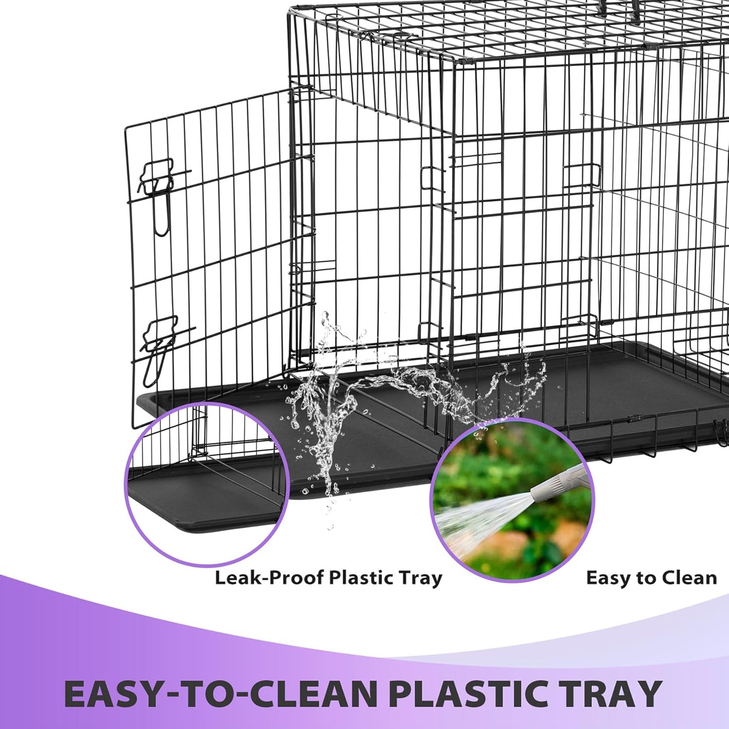 BestPet | Dog Crate | 48" | Black | Foldable Metal Kennel with Double Doors, Secure Slide-Bolt Latches, Leakproof Tray | Portable Dog Cage for Large Breeds | for Travel, Indoor & Outdoor Use