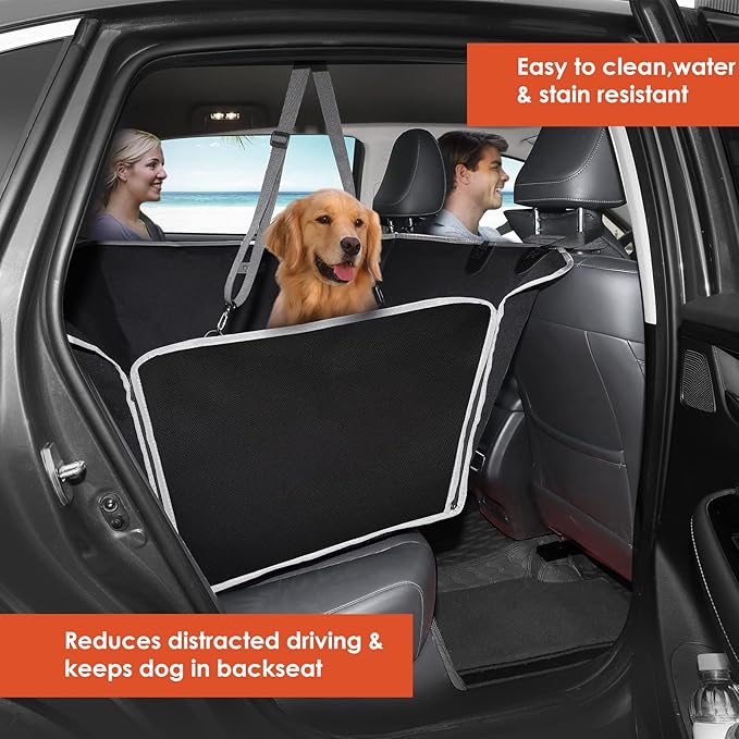 njnj Dog Car Seat Cover for Back Seat - Waterproof Dog Half Hammock for Cars,Scratchproof Pet Backseat Protector,Perdurable,Non-Slip Booster Seat for Small,Medium and Large Dogs