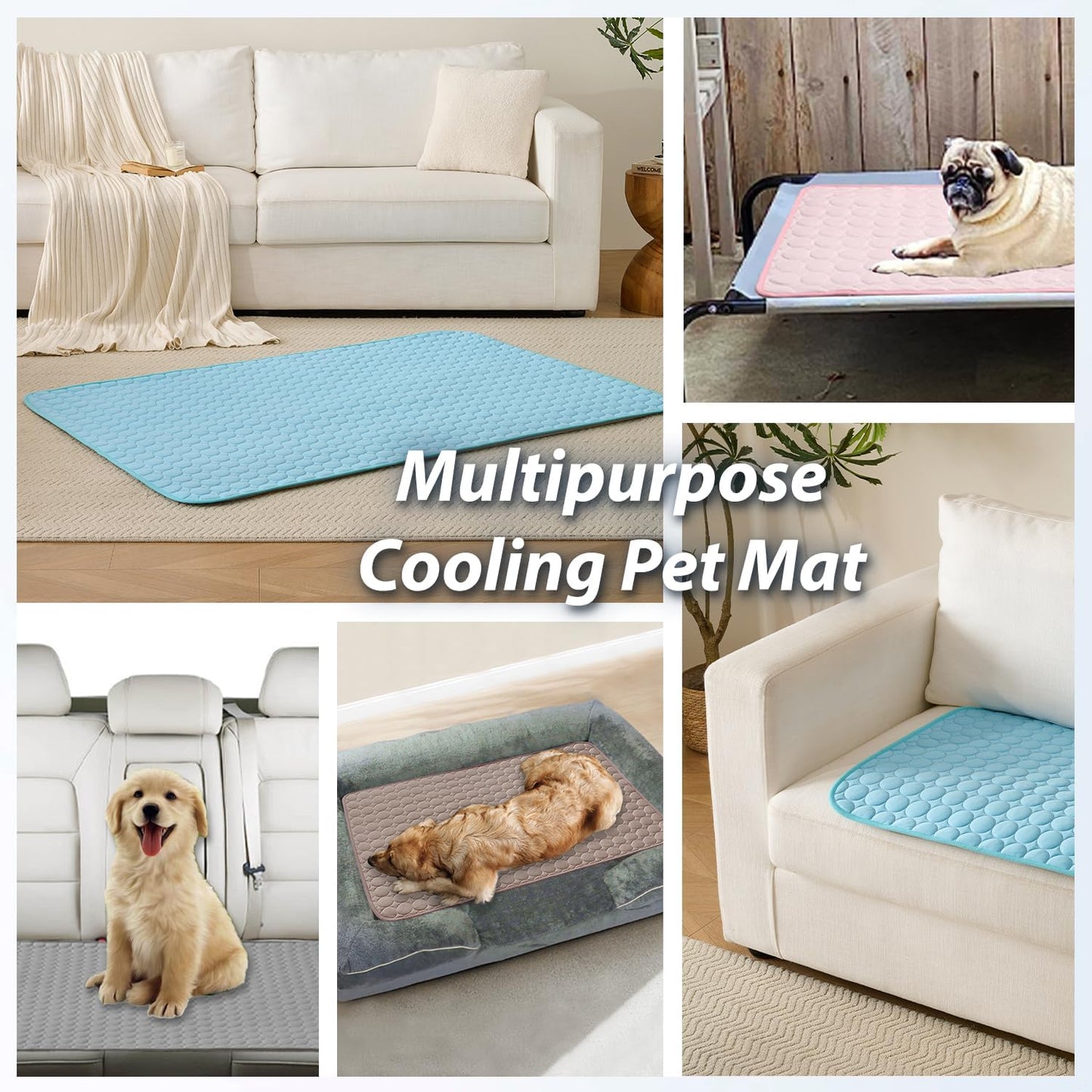 MICROCOSMOS Summer Cooling Mat & Sleeping Pad- Water Absorption Top, Materials Safe, Easy Carry, EZ Clean. Keep Cooling for Pets, Kids and Adults.(Grey, 40" x 28")