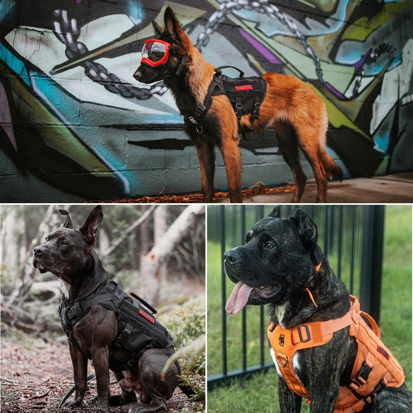 OneTigris Tactical Dog Harness for Small Dogs, No Pull Small Dog Vest Harness Breathable Military Dogs Molle Vests with Handles, Harness for Walking Hiking Training (Orange, XS)