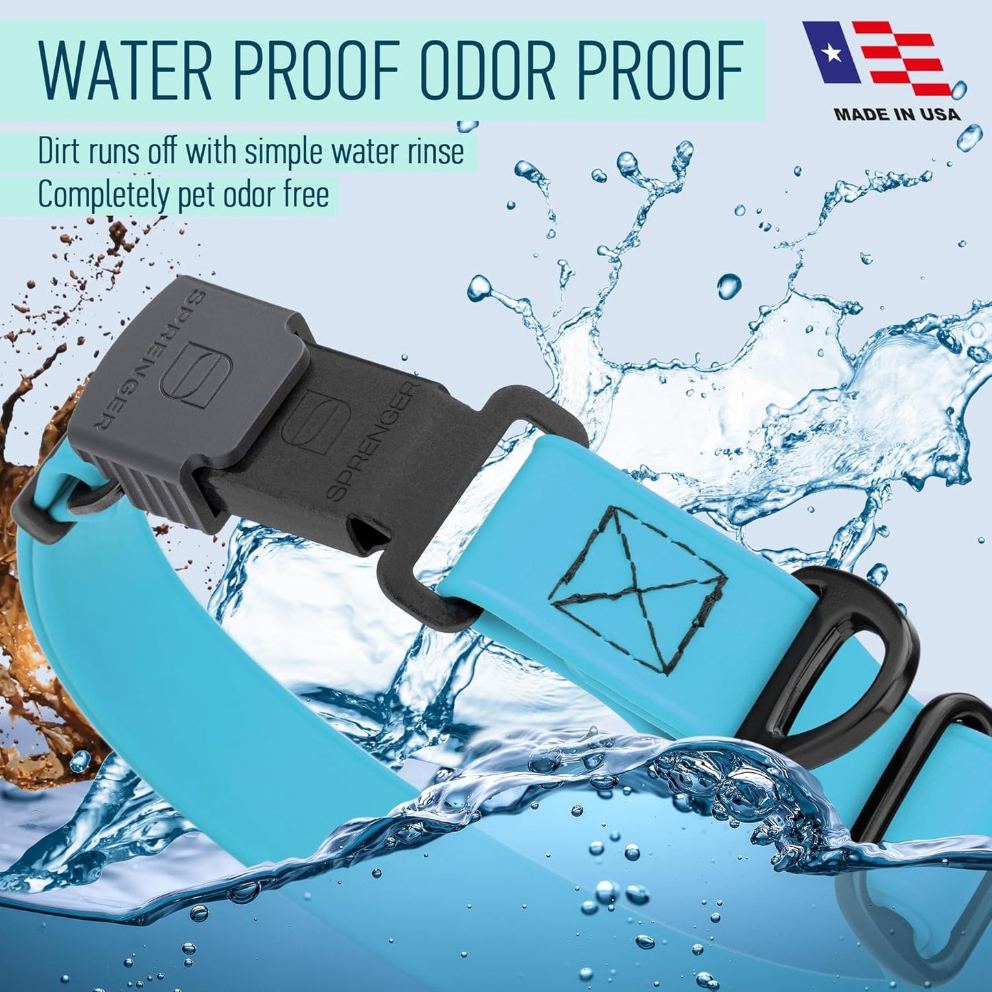 Dogline Biothane Waterproof Dog Collar with Herm Sprenger Black Stainless Steel Quick Release Buckle – Heavy Duty Tactical Durable Collar for Dogs – Comfortable and Safe Pet Collar, W 3/4" L 12-19"