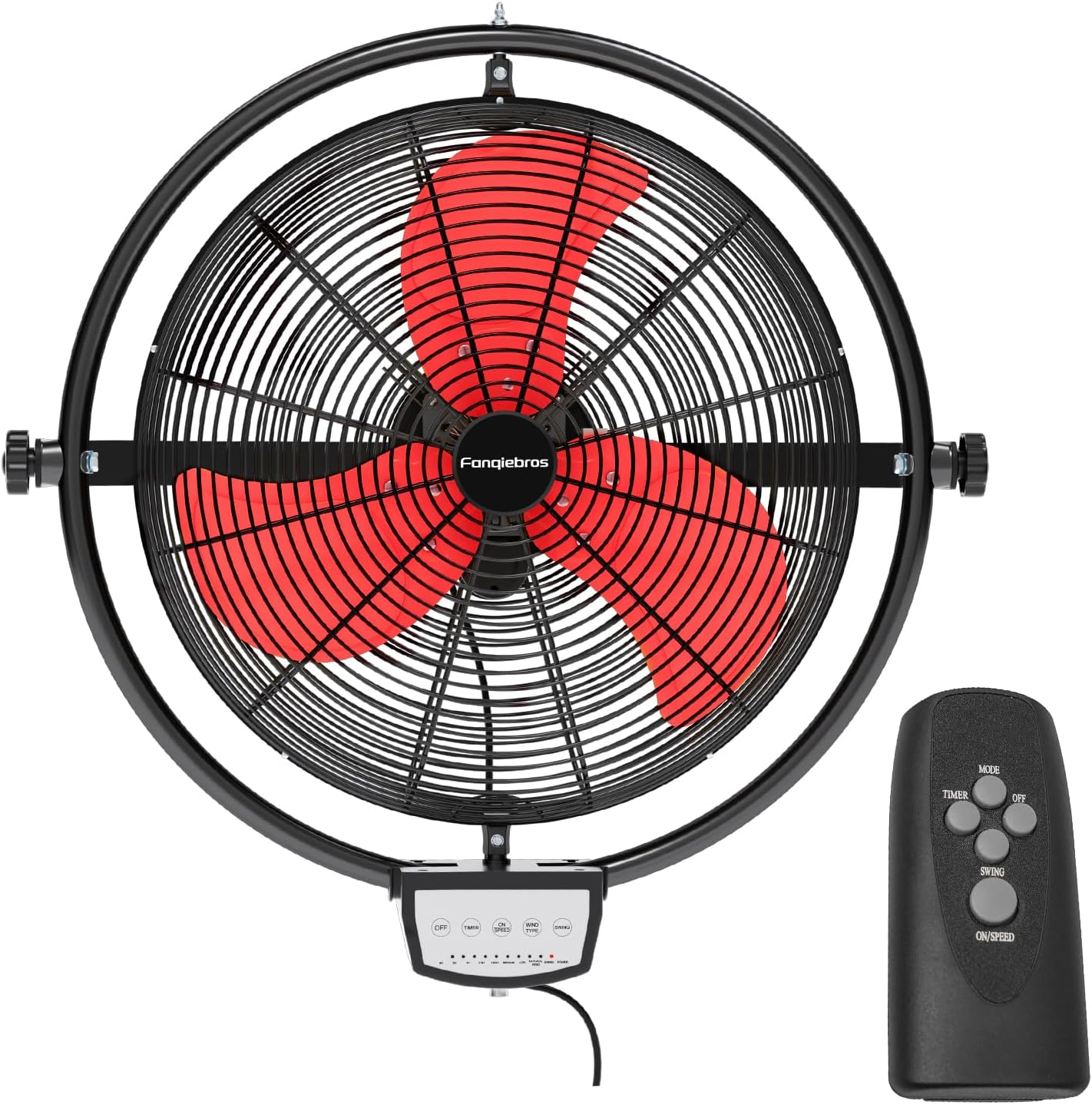 20 IN 5500 CFM Remote Control Wall Mount Fan, 3 Speed High Velocity Wall Fan with Timer, Oscillation & Tilting, Air Circulator for Garage, Commercial, Greenhouse, Warehouse & Gazebo Use, UL Listed