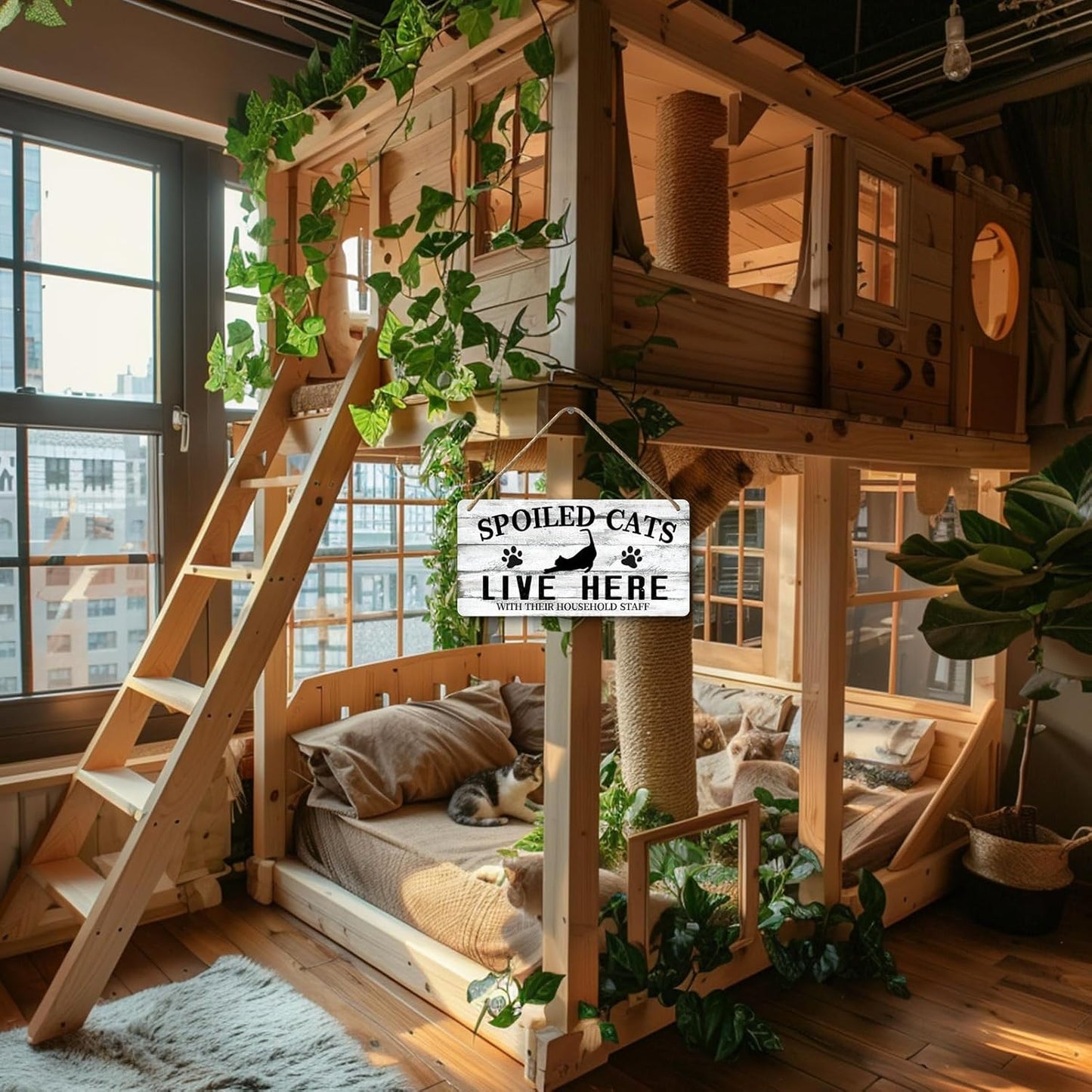 Cat Wall Decor For Cat Lovers Hanging Wood Cat Home Decor Fall Cat Wooden Sign Cat Christmas Decor Spoiled Cats And Their Staff Live Here Sign Cats Only Signs Cat Welcome People Tolerated Sign 12x6 In