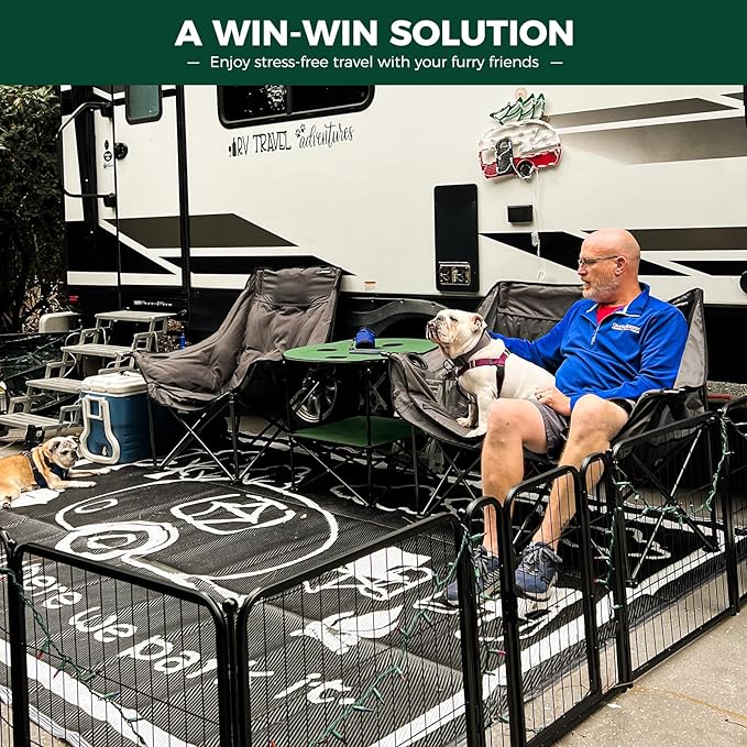 FXW Rollick Unleashed Dog Playpen for Indoor, Yard, RV Camping, 24 inch 24 Panels for Small and Puppy Dogs, Black│Patented