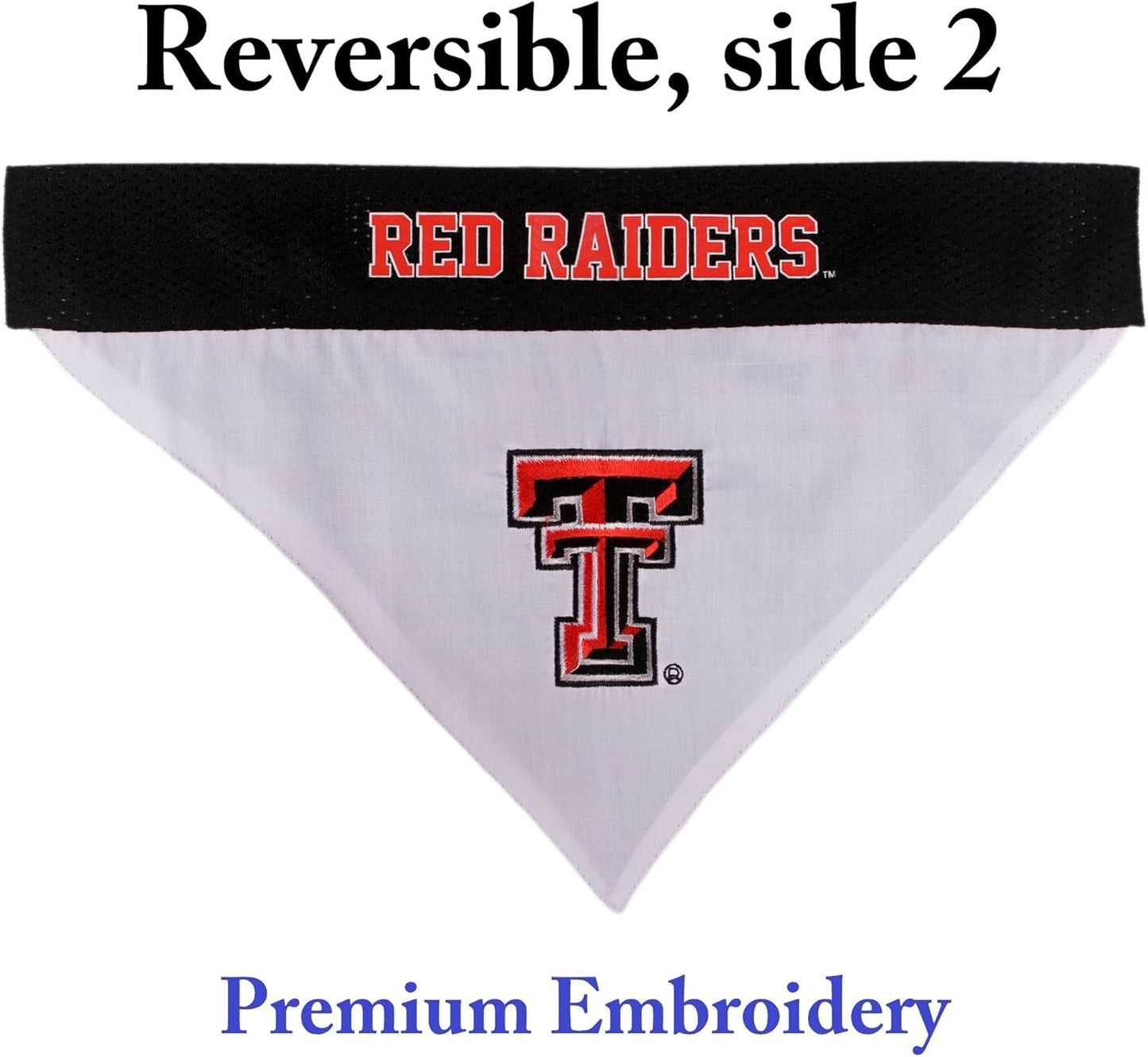 Pets First Collegiate Pet Accessories, Reversible Bandana, Texas Tech Red Raiders, Small/Medium