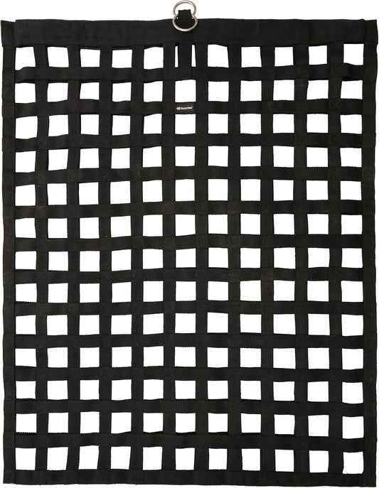 SmartEquine Slow Feed Hay Bag for Horses | Hay Feeder Net with Resistant Nylon | Gator Mouth Enclosure for Easy Loading | Fits 10-15 lbs of Hay | 4 Flakes Bag | 37" x 30" | Black | 1.5" Holes