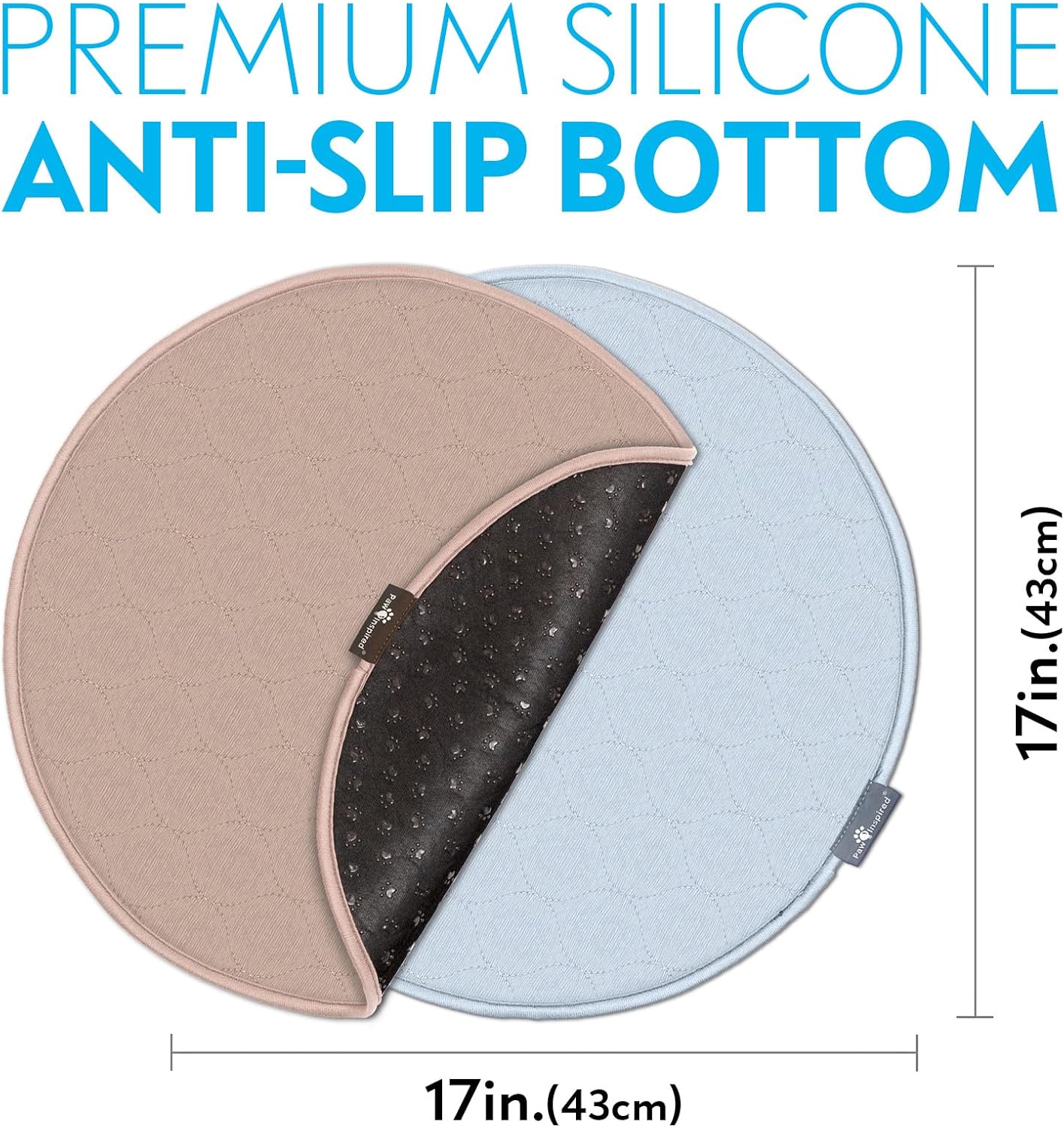 Paw Inspired Round Washable Pee Pads for Dogs (2 Pack), Reusable Puppy Pads, Waterproof Whelping Pads, Washable Training Pet Pads, Washable Potty Pads (17 inch Extra Small Size, Pack of 2)