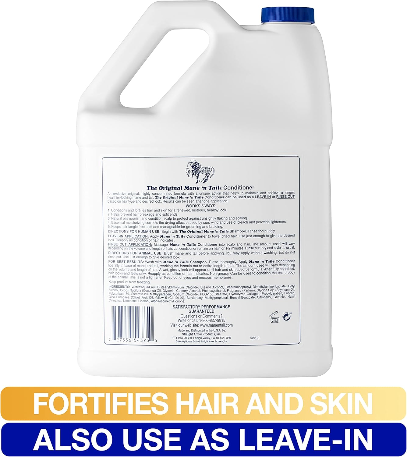 Mane 'n Tail Conditioner Gallon, for Soft Silky Hair. For Horses and Humans! (128 Fl Oz)