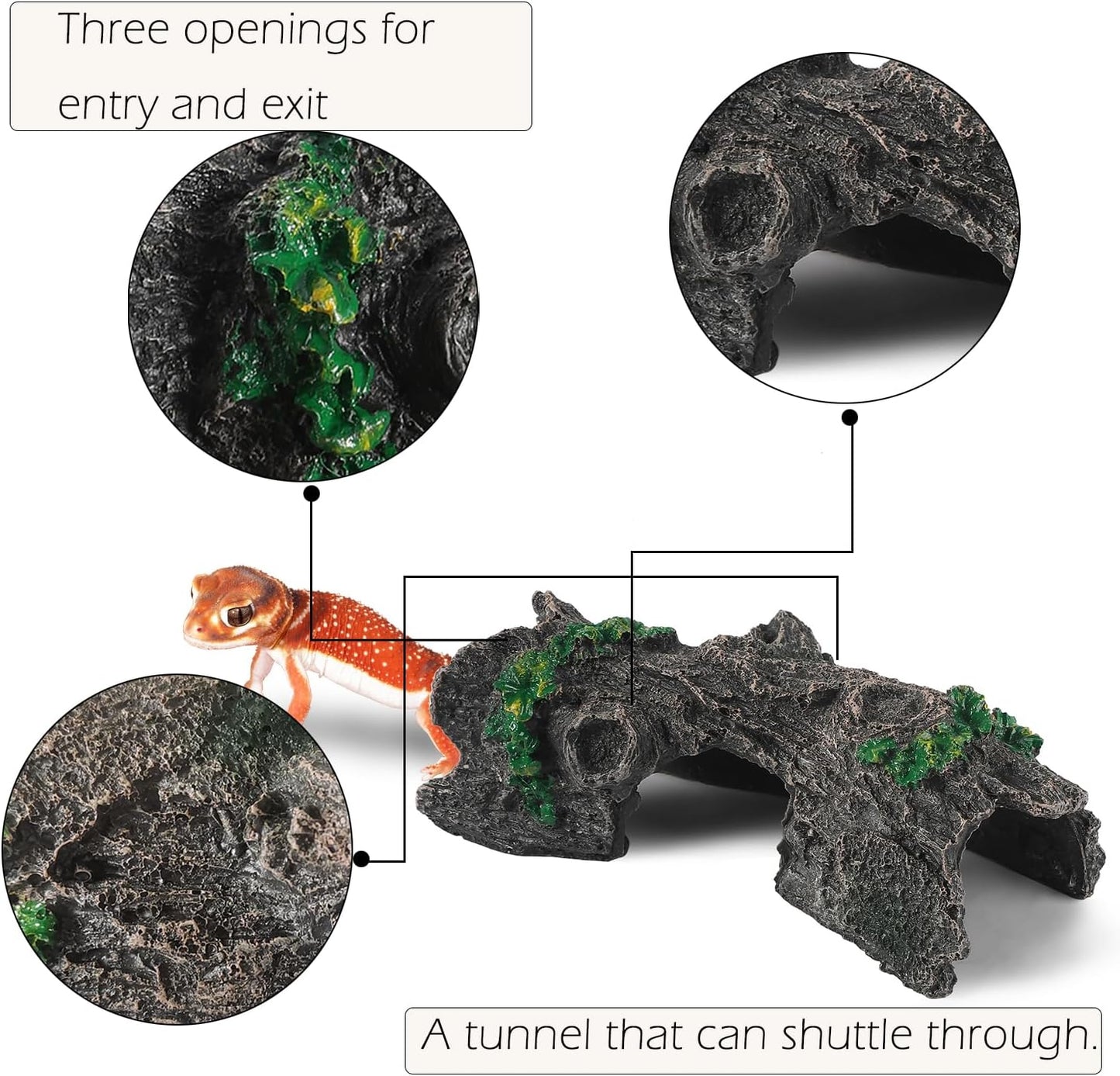 IBWell Aquarium Wood Fish Tank Decorations，Resin Fake Logs Terrarium DÉCor, Reptile Hide Aquarium Hideout for Fish Cave, Small Turtles, to 20 Gallon Tank