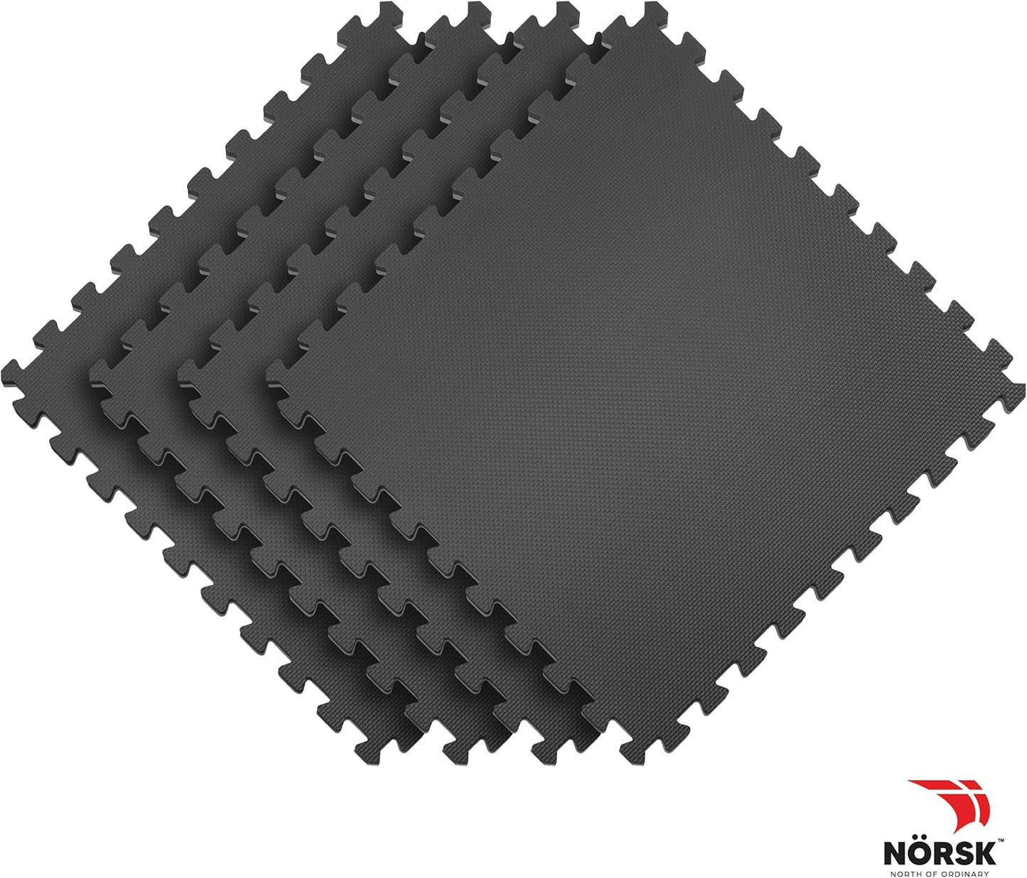 Norsk Multi-Purpose Reversible Floor Mats - EVA Interlocking Foam Tiles (Gray/Black 36 Tiles - 144 sq. Ft. 1/2" Thick)
