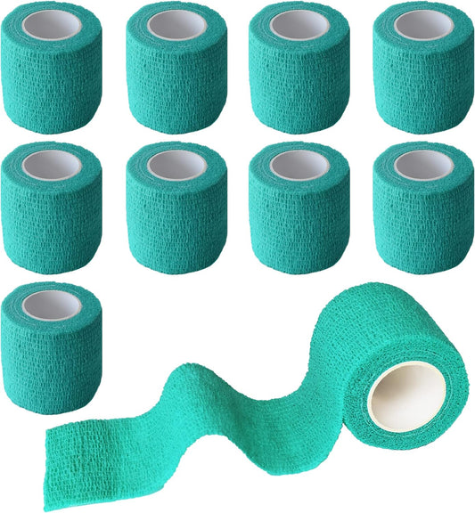 9 Pack 2" x 5 Yards Self Adhesive Bandage Wrap Self Stick Wrap for Ankle, Wrist, Finger, Sports, Breathable Cohesive Vet Tape for Pets (Middle Green)