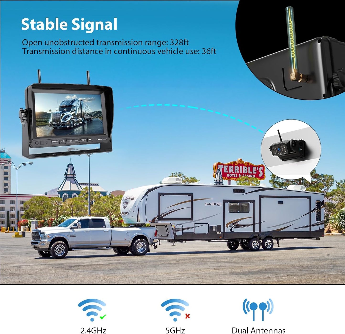 Magnetic Wireless RV Backup Camera System: 7" HD 1080P DVR Monitor with Rear Camera, DVR Monitor & IR Night Vision, Portable Rechargeable Camera for RV/Trailer/Fifth Wheels/Camper BC701
