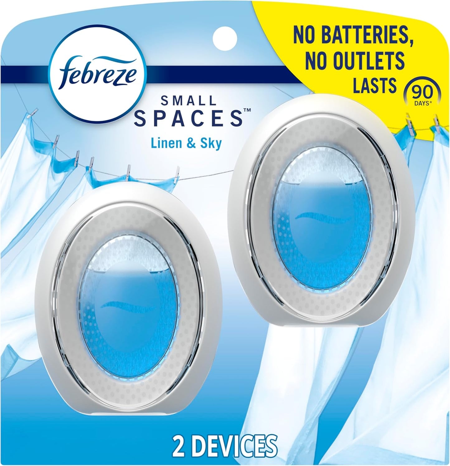 Febreze Bathroom Air Freshener, Odor-Fighting, Plug In Alternative, Air Fresheners for Home and Bathroom and Kitchen, Closet Air Fresheners, Linen & Sky Scent, 2 Count