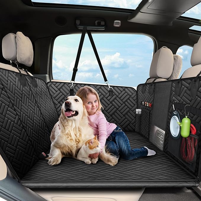 Kohree Dog Car Seat Cover for Back Seat Hard Bottom - Upgraded Reinforced PP Broads, Heavy Duty 900D Oxford Fabric, Nonslip Anti-Scratch Pet Car Seat Cover Dogs Extender Hammock for Car Truck SUV