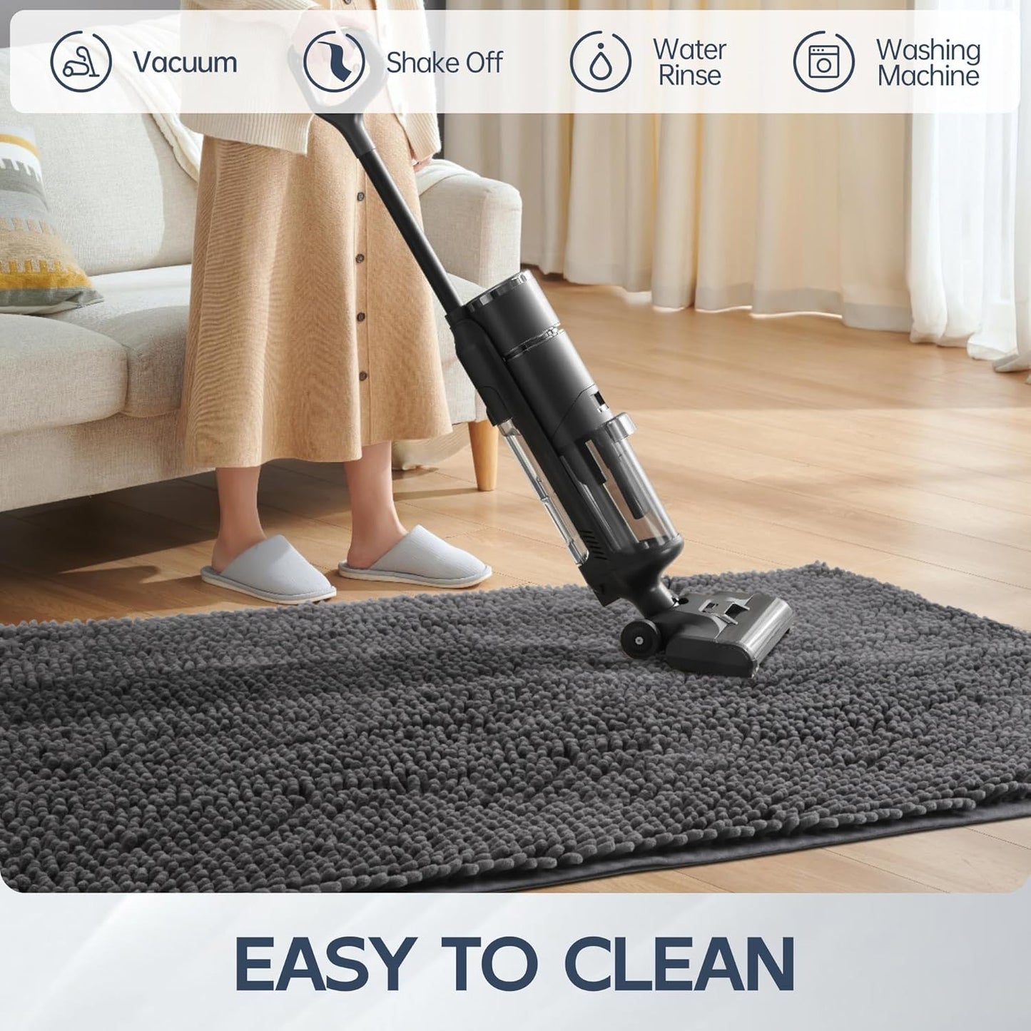 Dog Door Mat for Muddy Paws, 96" x 48" Chenille Absorbent Front Door Mat Inside, Large Runner Mud Mat for Dogs, Trap Dirt Washable Non Slip Outdoor Indoor Entrance Doormats, Grey