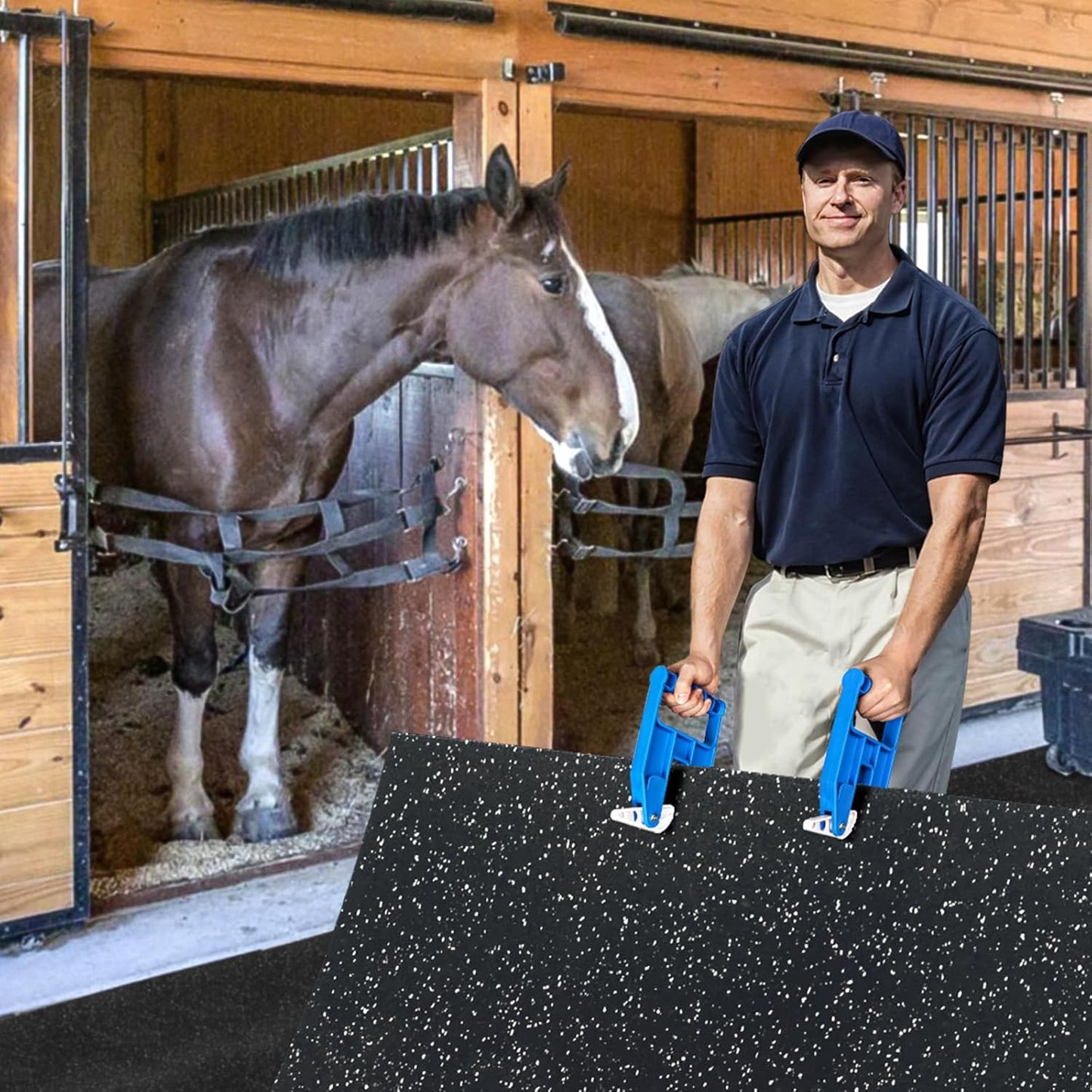 Mat Movers Tool, 2 Pcs Mat Grippers for Horse Stall Mat for Livestock, Thick Rubber Mat for Floor, Gym Floor Mat, Trailer Mat, Heavy Duty Stall Mat Handlers, Effortless Mat Puller for Tack Room, Barn