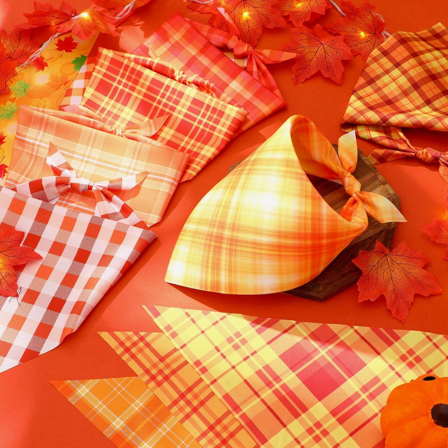 Abbylike 100 Pcs Fall Plaid Dog Bandanas Bulk Thanksgiving Bandanas for Dogs Triangle Kerchief Bib Scarf for Pets Autumn Costume Photo Props Accessories Pet Shops Grooming Services, 25 Styles