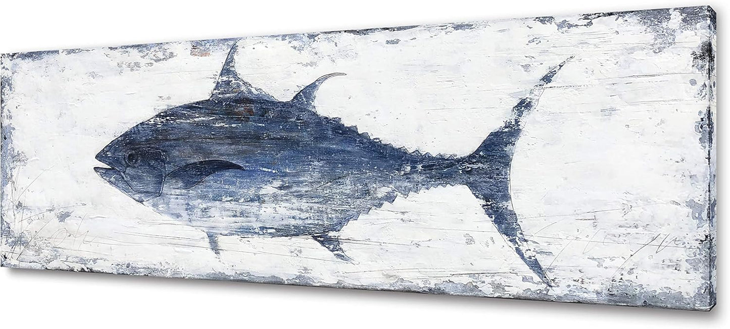 Yihui Arts Canvas Wall Art Abstract Fish Canvas Art- One Panels Nordic Minimalist Painting Large Pictures Canvas Artwork Framed for Home Office Decor