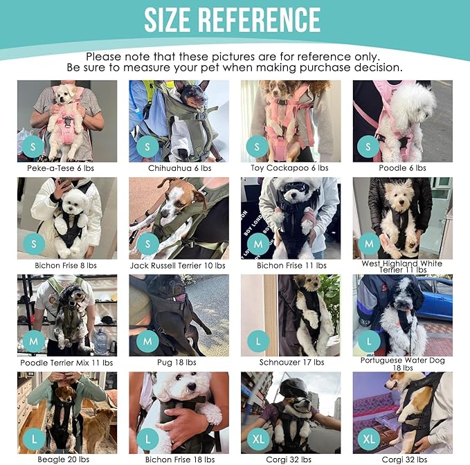Lukovee Dog Backpack Carrier, Legs Out Easy-fit Dog Front Carrier for Small Medium Dogs, Adjustable Hands Free Dog Chest Carrier for Hiking Cycling (PI,Small)