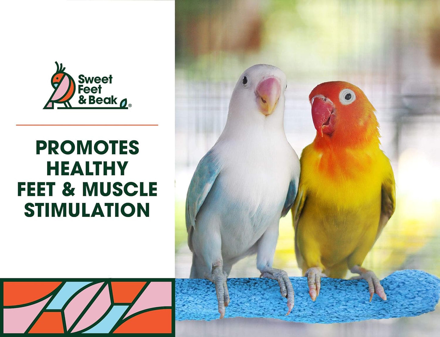 Comfort Grip Safety Perch for Bird Cages - Pedicure Perch for Birds to Keep Nails and Beaks in Top Condition - Safe Easy to Install Bird Cage Accessories - XL 13.5"