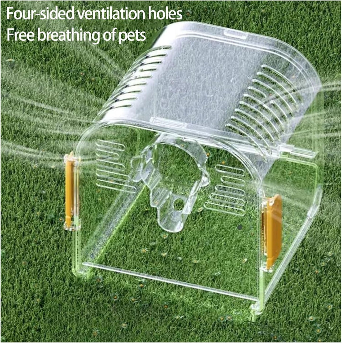 Small Bird Travel Cage Carrier,Portable Plastic Bird Cages,Portable Bird Carrier with Clear Acrylic Design, Travel Cage with Cover, Indoor Outdoor Use (Purple)