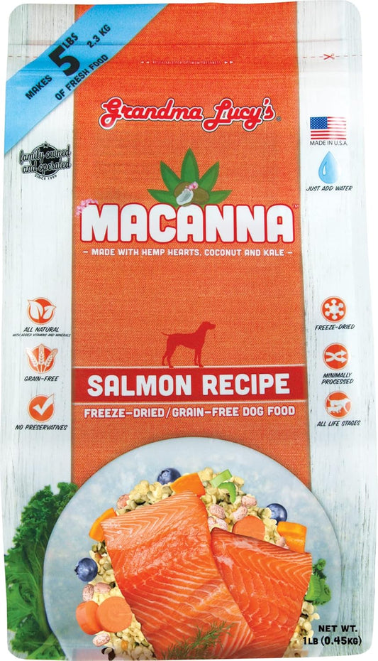 Grandma Lucy's Macanna Freeze Dried Grain Free Salmon Recipe Dog Food 1 Lbs, Model Number: 884308721252