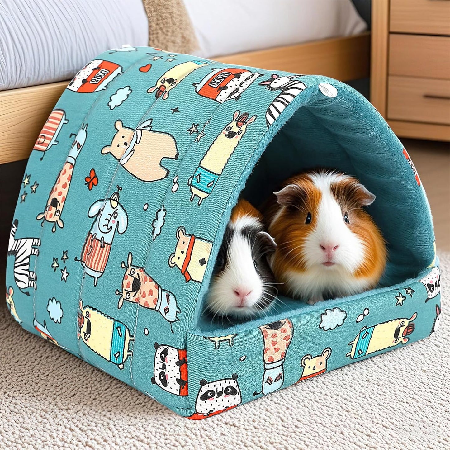 UPINS 2Pcs Guinea Pig Hideout,Guinea Pig Bed Houses Washable Small Animal House Cage Accessories for Dwarf Rabbits Chinchillas Hamsters Hedgehogs Ferrets Bearded Dragons and Rats