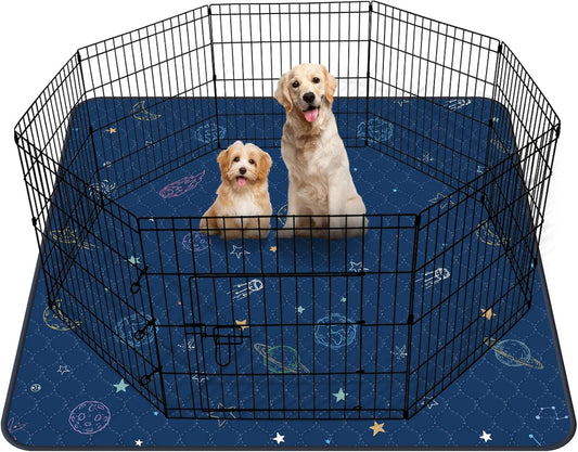 LOOBANI Washable Pee Pads for Dogs: Extra Large Dog Pee Mat Waterproof 72" x 72", Reusable Pet Whelping Pads, Absorbent and Non-Slip Dog Training Mats for Playpen, Floor, Sofa Protection, Cage, Blue