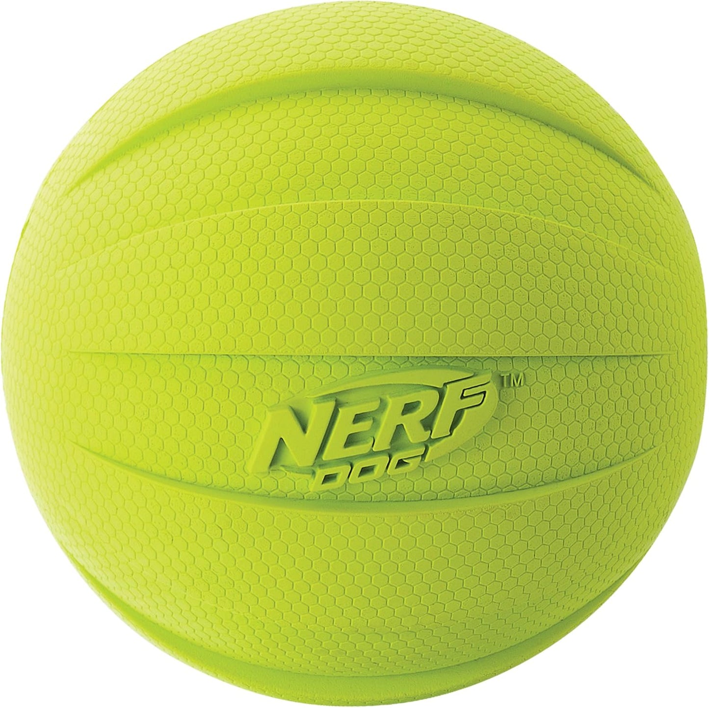 Nerf Dog Rubber Ball Dog Toy with Squeaker, Lightweight, Durable and Water Resistant, 4 Inch Diameter for Medium/Large Breeds, Single Unit, Green