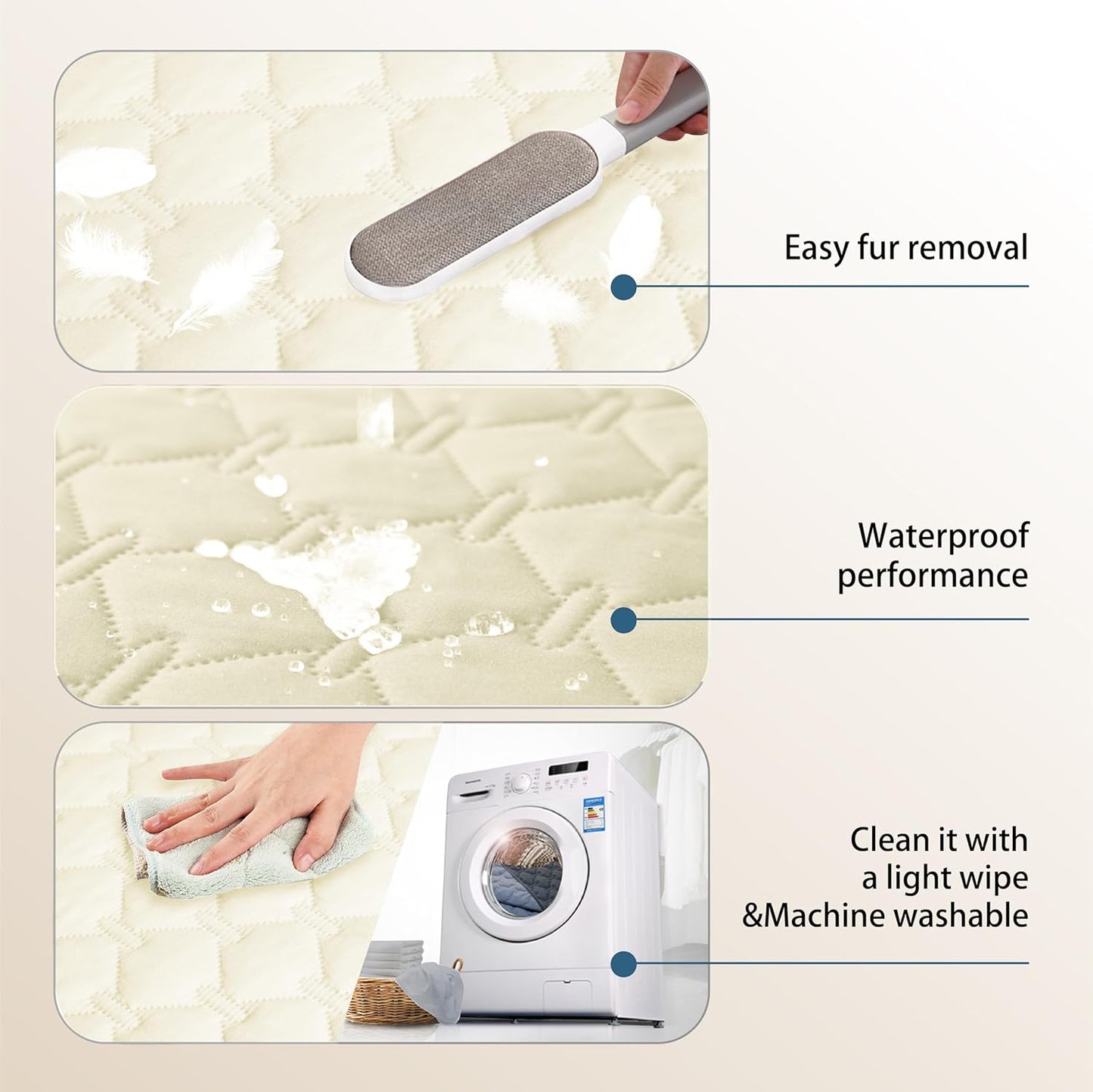 gogobunny 100% Double-Sided Waterproof Dog Bed Cover Pet Blanket Sofa Couch Furniture Protector for Puppy Large Dog Cat, Reversible (82x102 Inch (Pack of 1), Dark Cream/Light Cream)