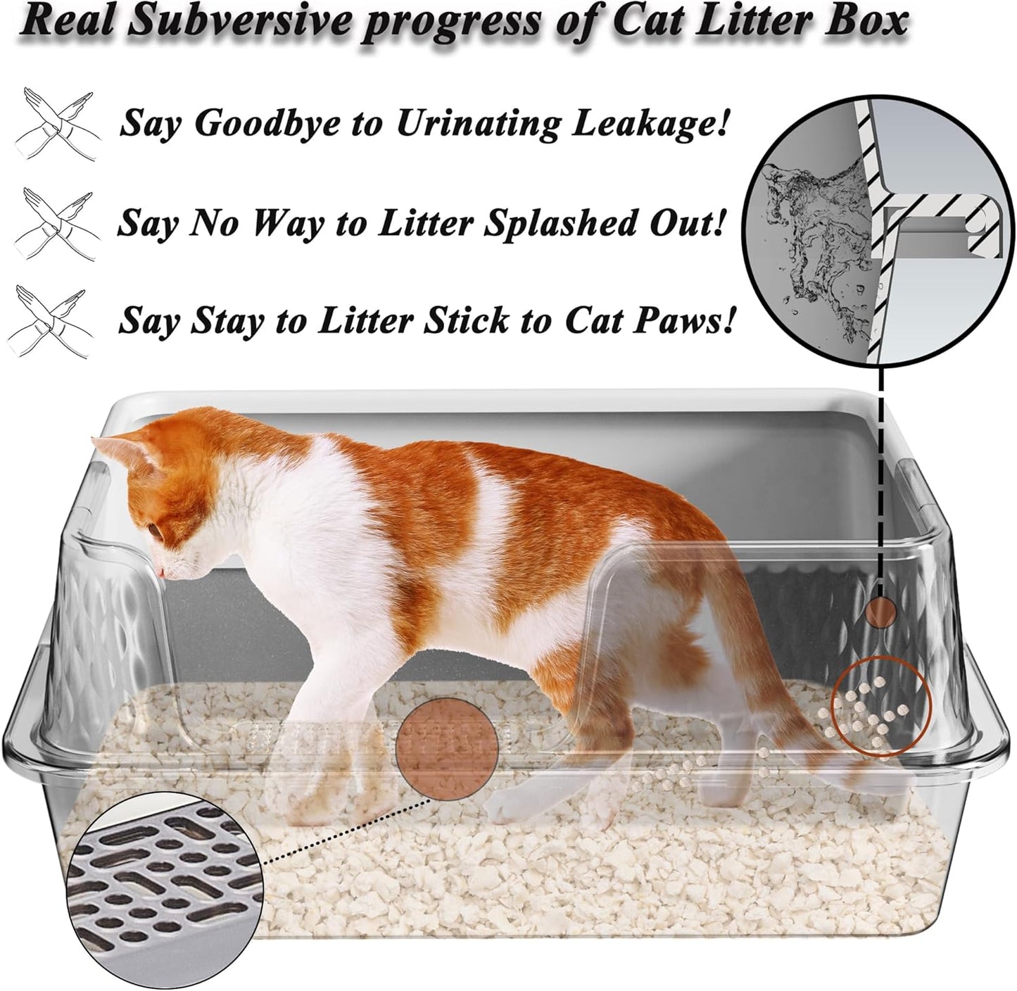 Suhaco Stainless Steel Litter Box Side Entry, Kitty Black Litter Mat and White Scoop Included Covered Metal High Sided Large Cat Litter Box with Lid Removable Enclosure for Medium Cats (Grey)