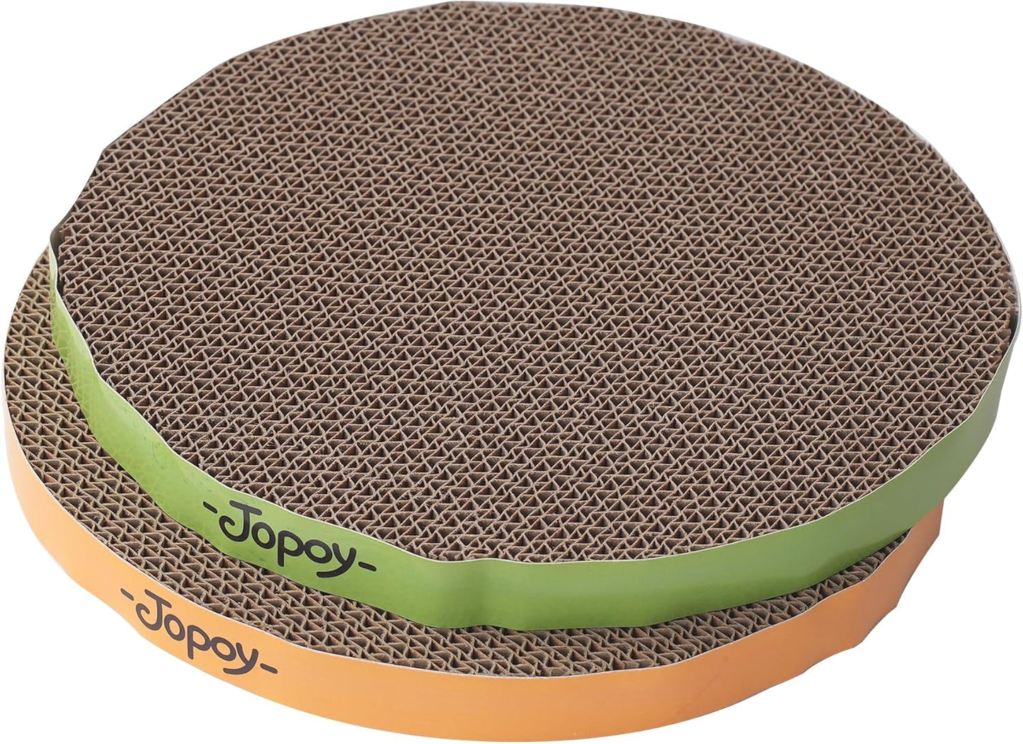 Round cat Scratcher Refill 9.84 inch Diameter 7/8 inch Thickness Scratcher Replacement Pads Scratching Board Circle cat Scratcher Scratch pad (Green and Yellow Cardboard 2PCS)