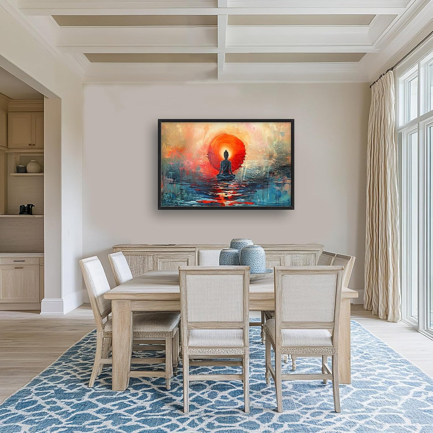 Quorin Buddha Large Wall Art Abstract Zen Pictures Spiritual Meditation Wall Decor Yoga Spa Canvas Print Painting Artwork for Bathroom Living Room Bedroom 36L x 24W