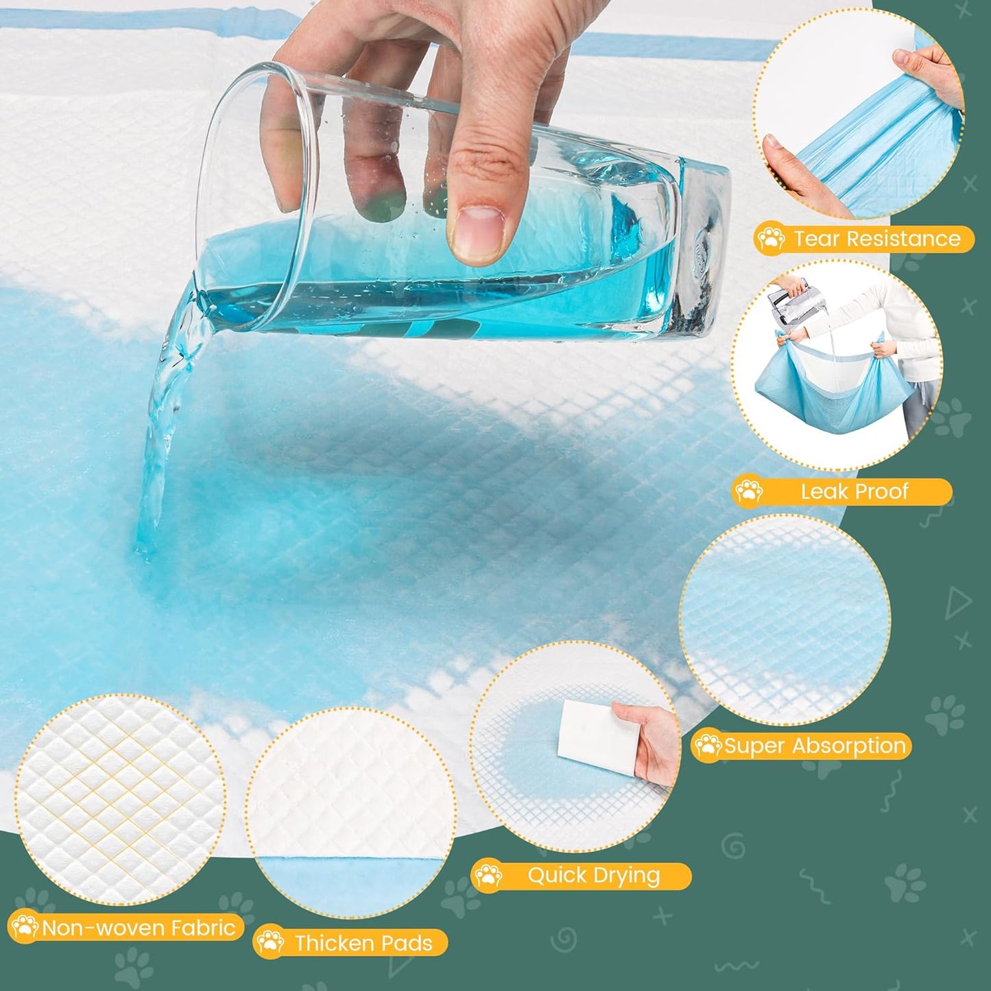 100 Count Extra Large Dog Pee Pads 28" x 34", Super Absorbent X-Large Puppy Pads Disposable Training Pads for Dogs, Quick Drying Leak-Proof Dog Potty Pads for Doggies Puppies