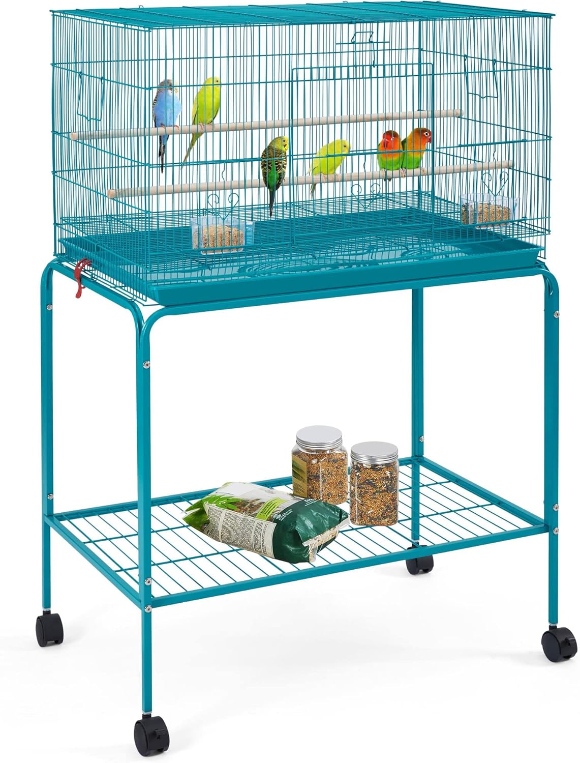 Yaheetech Flight Bird Cage Parakeet Cage for Small Parrots Cockatiels Conures Budgies with Rolling Stand Extra Space Slide-Out Tray