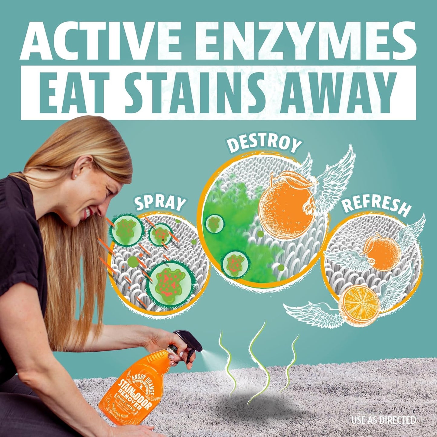 ANGRY ORANGE 1 Gallon Enzyme Cleaner and Deodorizer, Pet Stain and Odor Remover for Dog & Cat Urine and Stains - Citrus, Made in USA