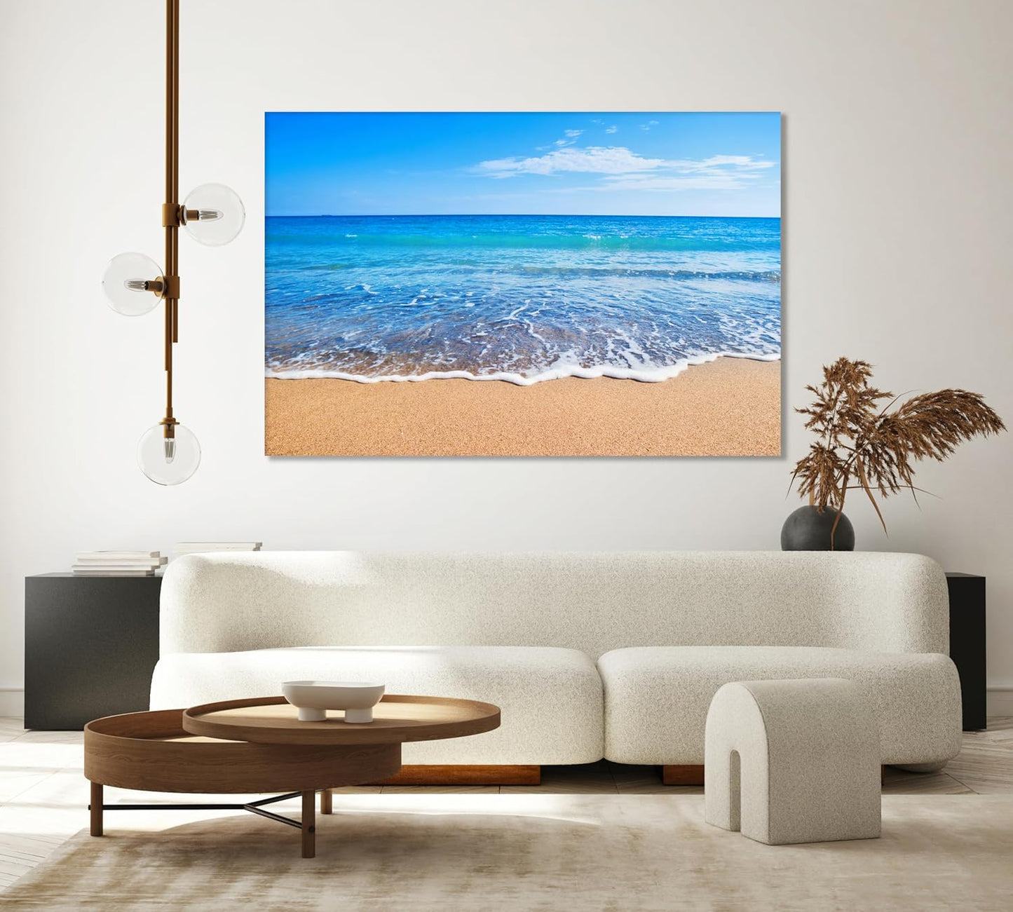 Nature Wall Art Prints - Ocean Forest Mountain Lake Canvas Landscapes - Small to Extra Large Living Room Bedroom Kitchen Bathroom Décor (Sandy Ocean Beach, 31L" x 47W")