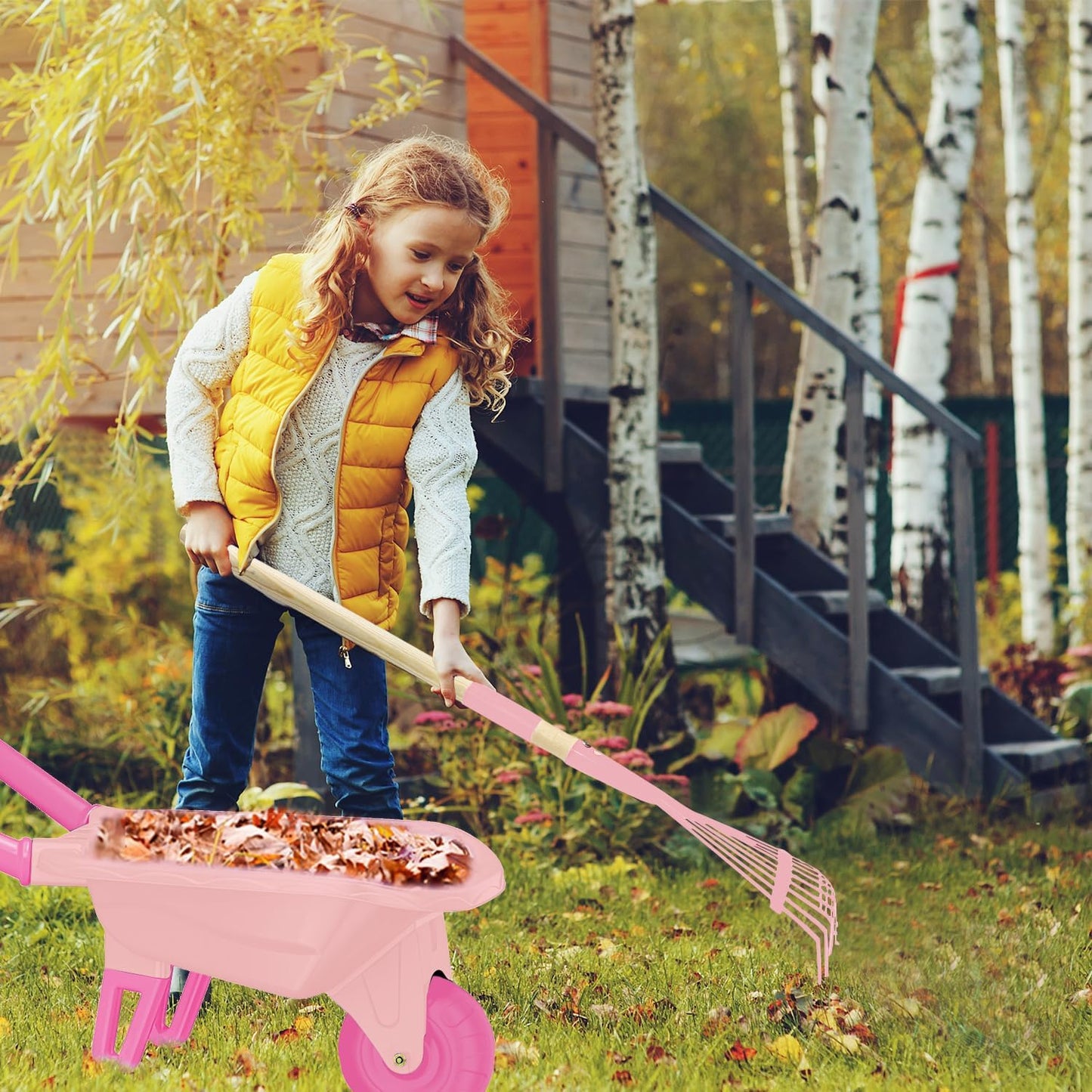 Kids Gardening Tools Outdoor Toys Set Backyard Play with Wheelbarrow Educational STEM Learning Pretend Toys Outdoor Indoor for Toddlers Kids Boys Girls