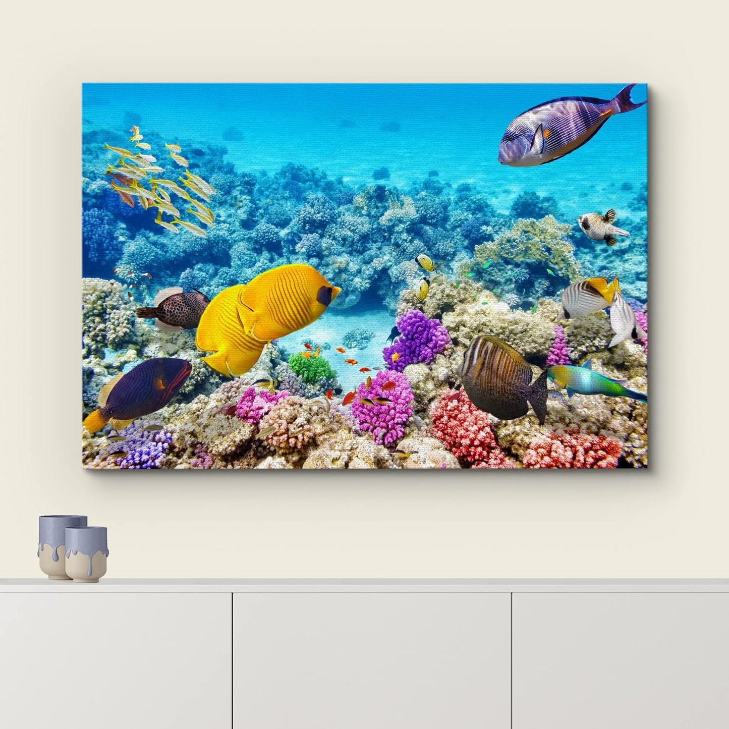 wall26 Canvas Print Wall Art Tropical Underwater Ocean Sea Fish Reef Nature Animals Photography Realism Rustic Scenic Landscape Wilderness Earth Colorful for Living Room, Bedroom, Office - 32"x48"