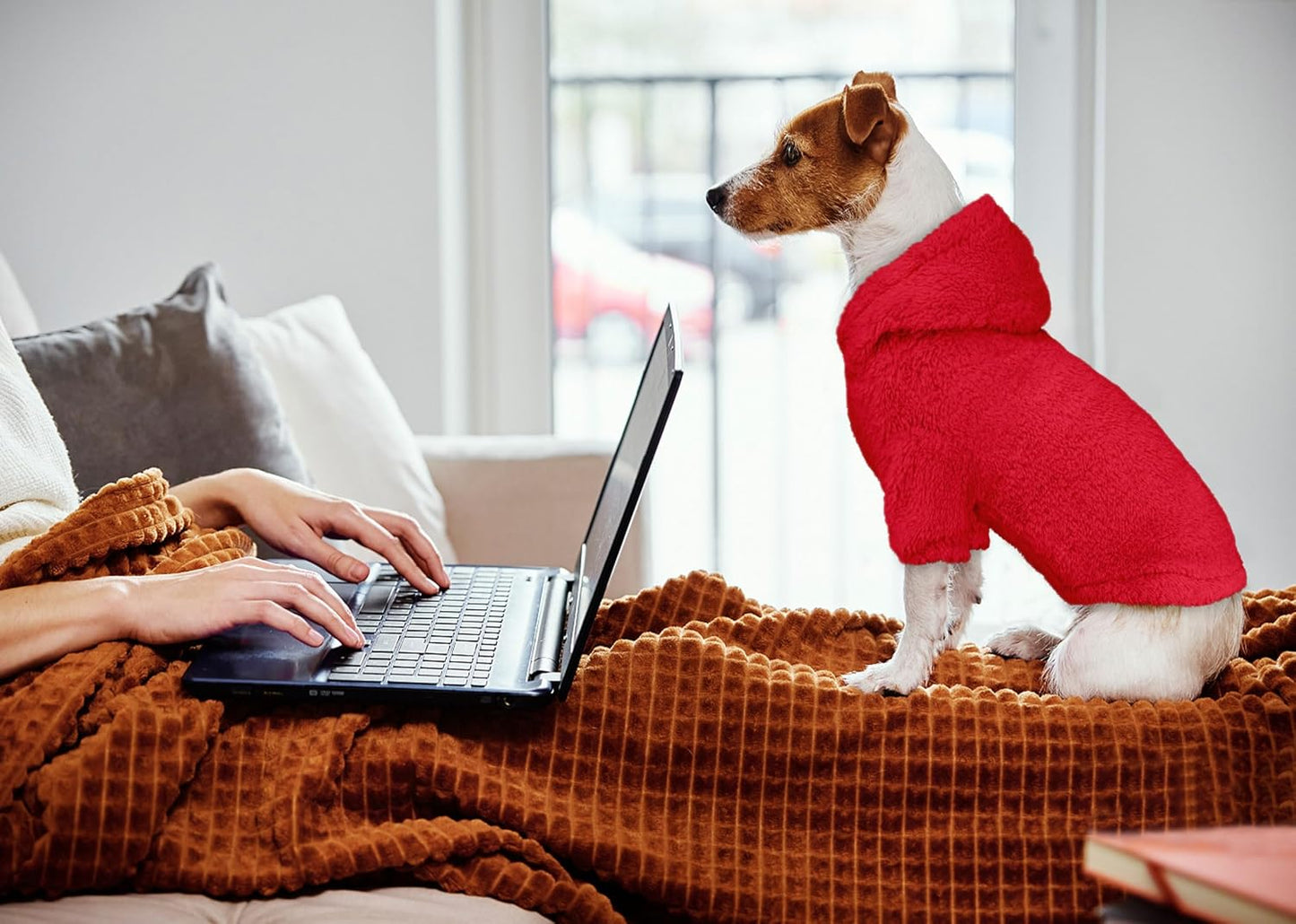 Fuzzy Dog Sweaters for Small Dogs Dog Hoodie Pet Clothes Warm Soft Cozy Coats Hooded Sweatshirt Fleece Small Pet Hoodies Sweater(Red-XS)