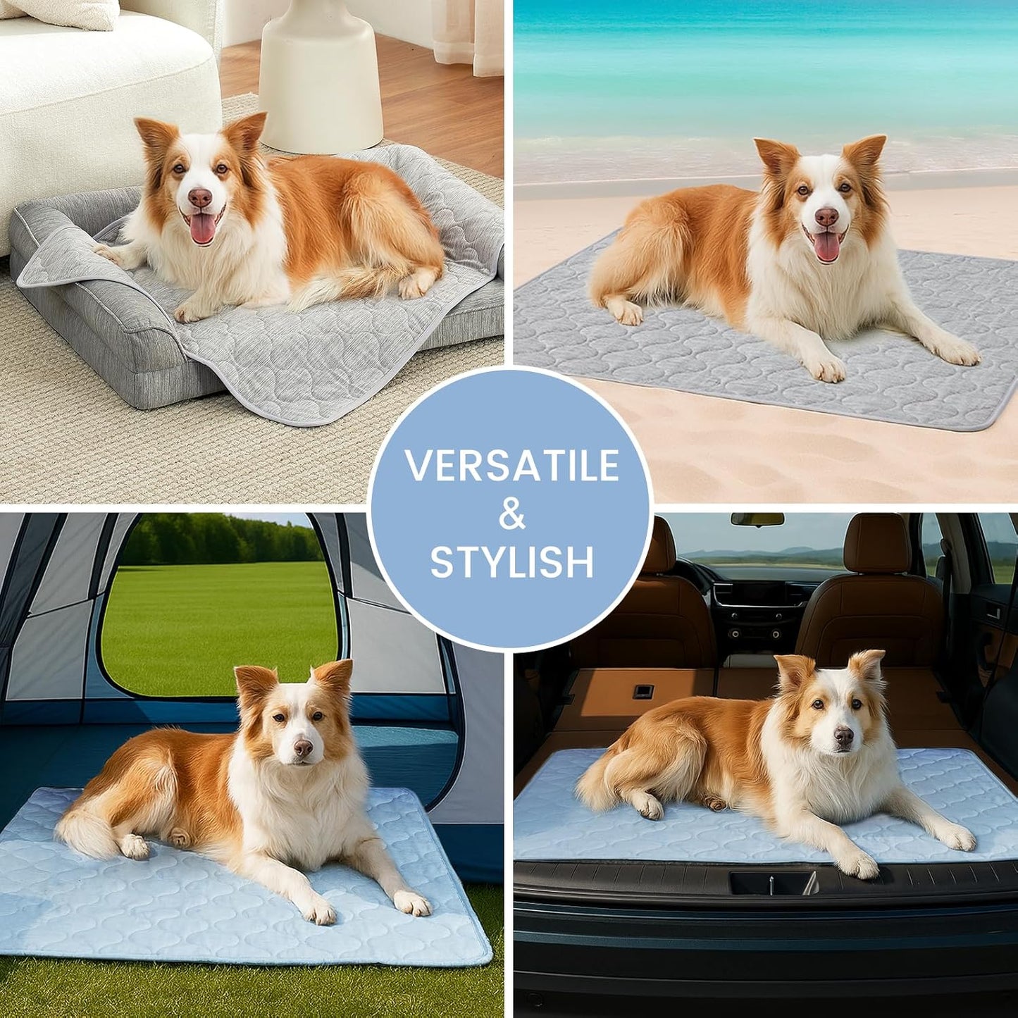 Cozy Bliss Leakproof Cooling Blanket for Medium Dogs – Q-Max>0.4, Durable & Washable Dog Cooling Mat for Hot Weather, Soft Pet Throw & Couch Protector for Dogs & Cats, 30x40 Inch, Heather Silver Grey