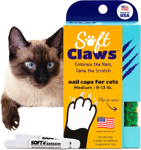 Soft Claws Cat Nail Caps for Small Cats – (40 Caps, Black) - Veterinarian-Developed | Protects Furniture & Skin - Easy to Apply, Long-Lasting Anti-Scratch Soft Cat Claw Covers