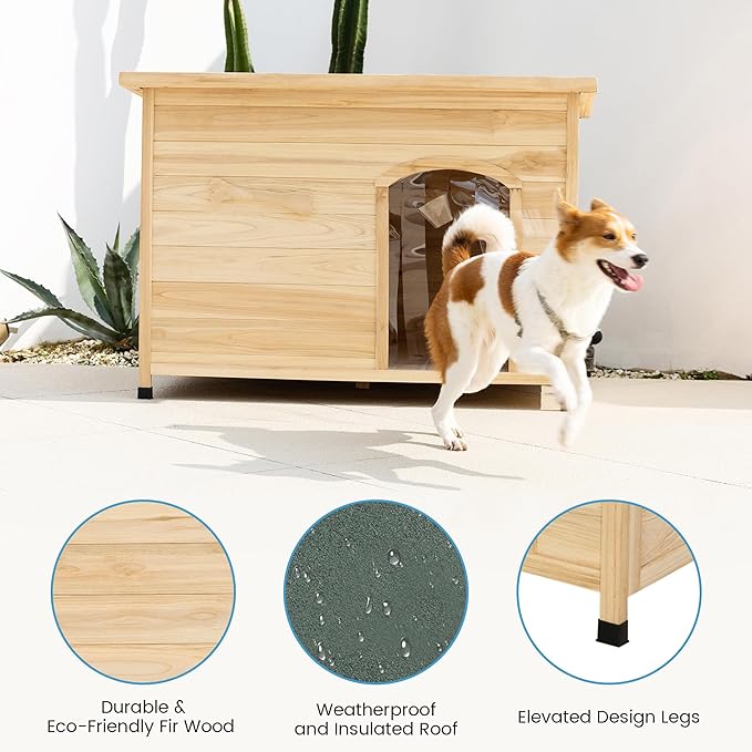 Large Solid Wooden Dog House,Suitable for Both Indoor and Outdoor, Suitable for Large Dogs and Animals of The Following Size, Easy to Clean,Can DIY,45.75" W x 31.25" D x 32.5" H