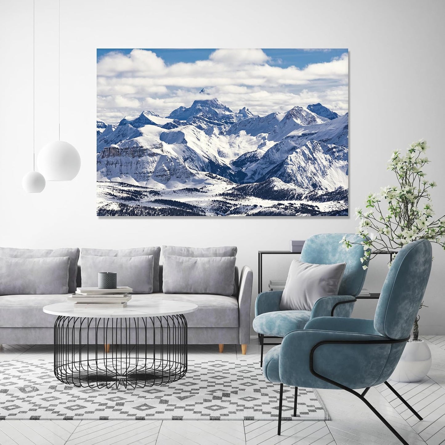 Nature Wall Art Prints - Ocean Forest Mountain Lake Canvas Landscapes - Small to Extra Large Living Room Bedroom Kitchen Bathroom Décor (Snowy Mountains Landscape, 28L" x 41W")