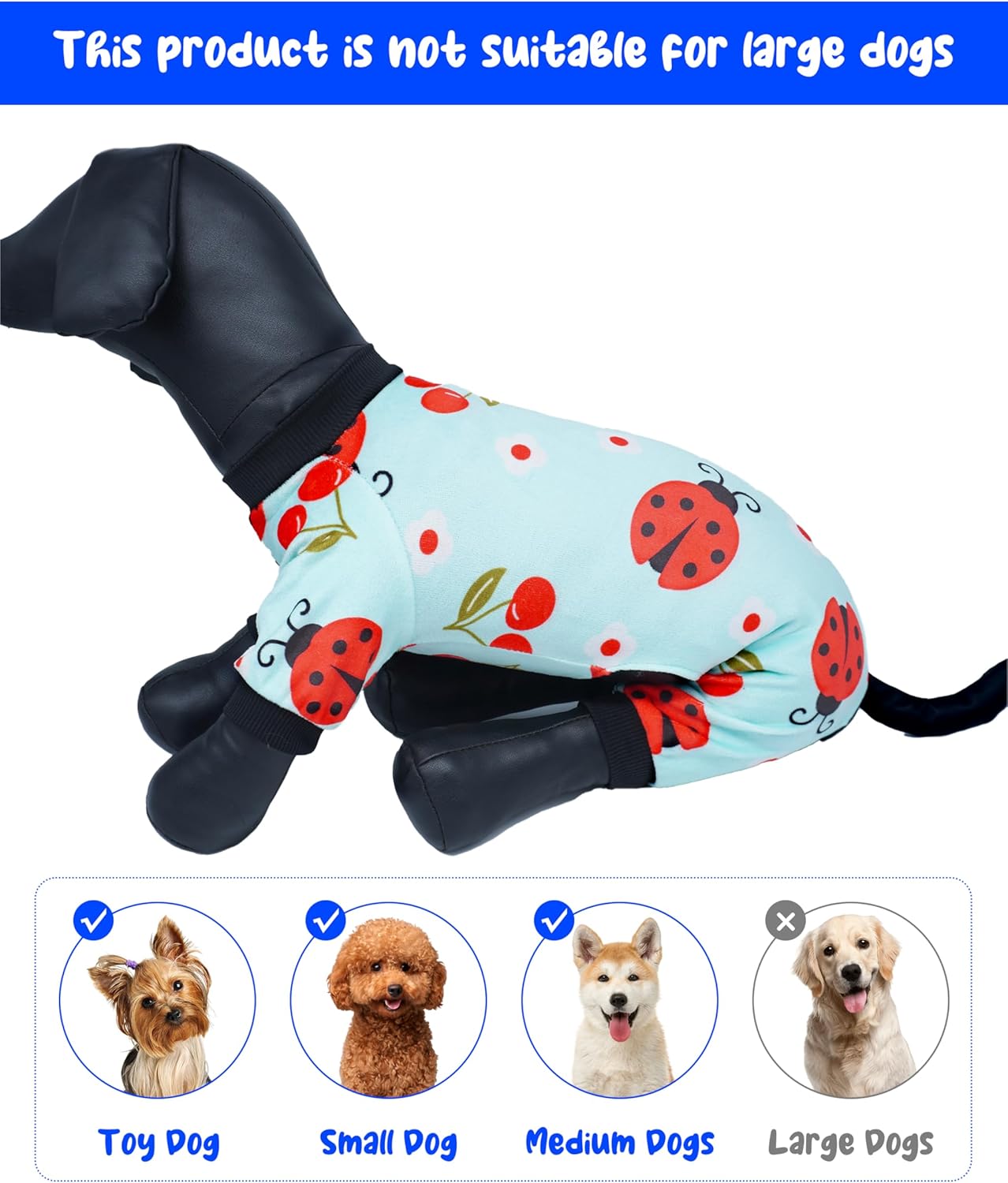 PET SHOW 4 Pack Small Dog Pajamas Spring Dog Clothes for Medium Dogs Girl Boy Soft Stretchy PJs Bee Ladybug Jumpsuit Puppy Cats Floral Onesies Outfits with Sleeve Pets Dachshund Costume(M, Spring)